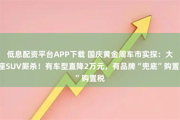 低息配资平台APP下载 国庆黄金周车市实探：大6座SUV厮杀！有车型直降2万元，有品牌“兜底”购置税